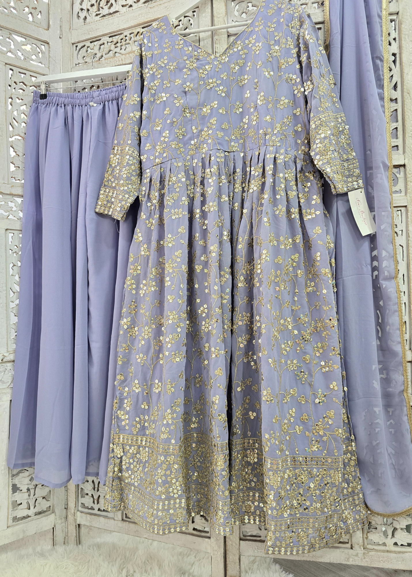 Long Lilac Sharara Suits (Sizes 16-24)