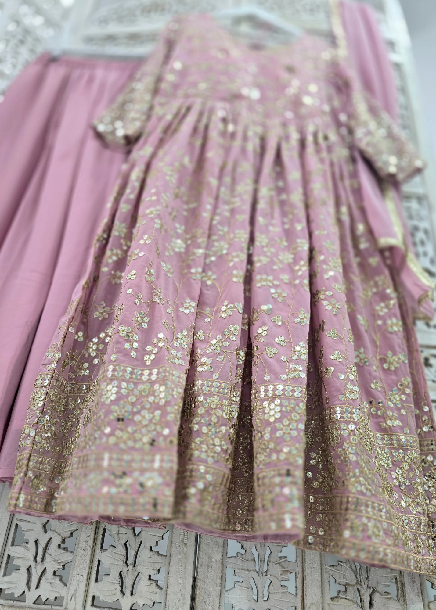 Long Dusky Mauve Sharara Suits (Sizes 16-22)