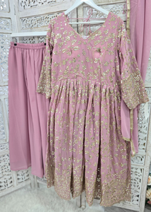 Long Dusky Mauve Sharara Suits (Sizes 16-22)