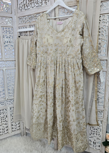 Long Cream Sharara Suits (Sizes 16-24)