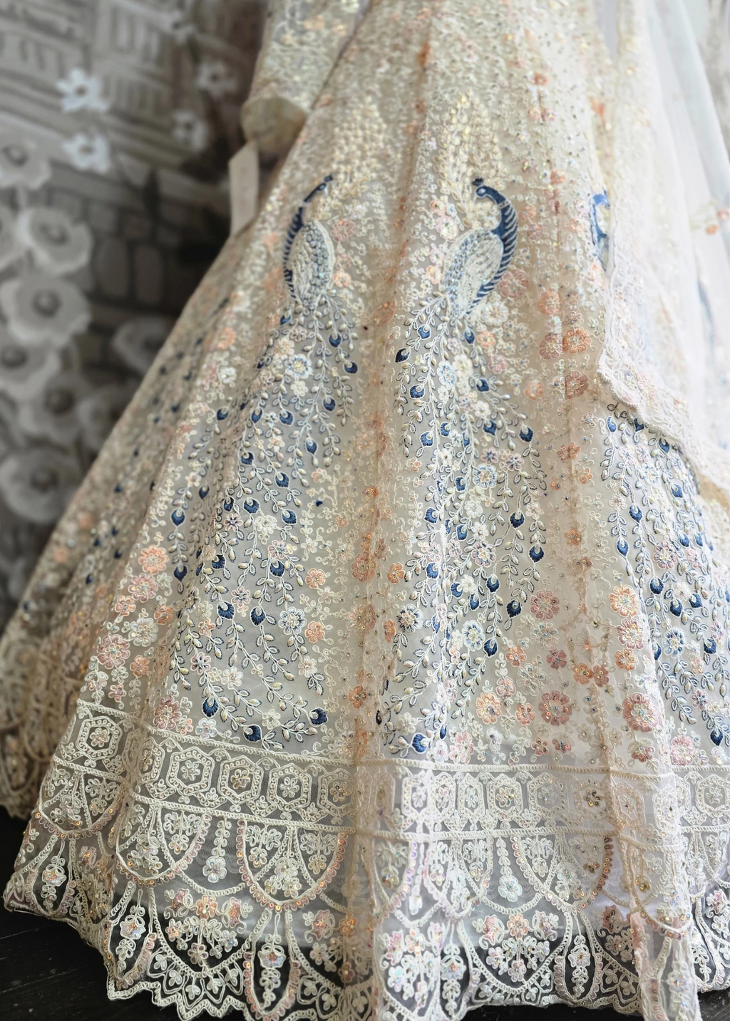 Luxury Ivory Peacock Lehenga (size 12)