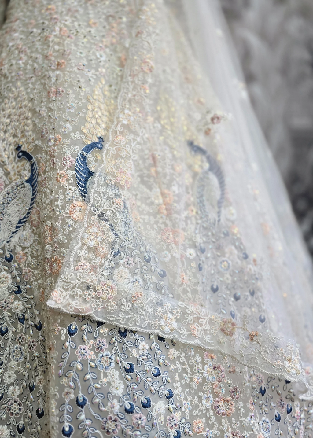 Luxury Ivory Peacock Lehenga (size 12)
