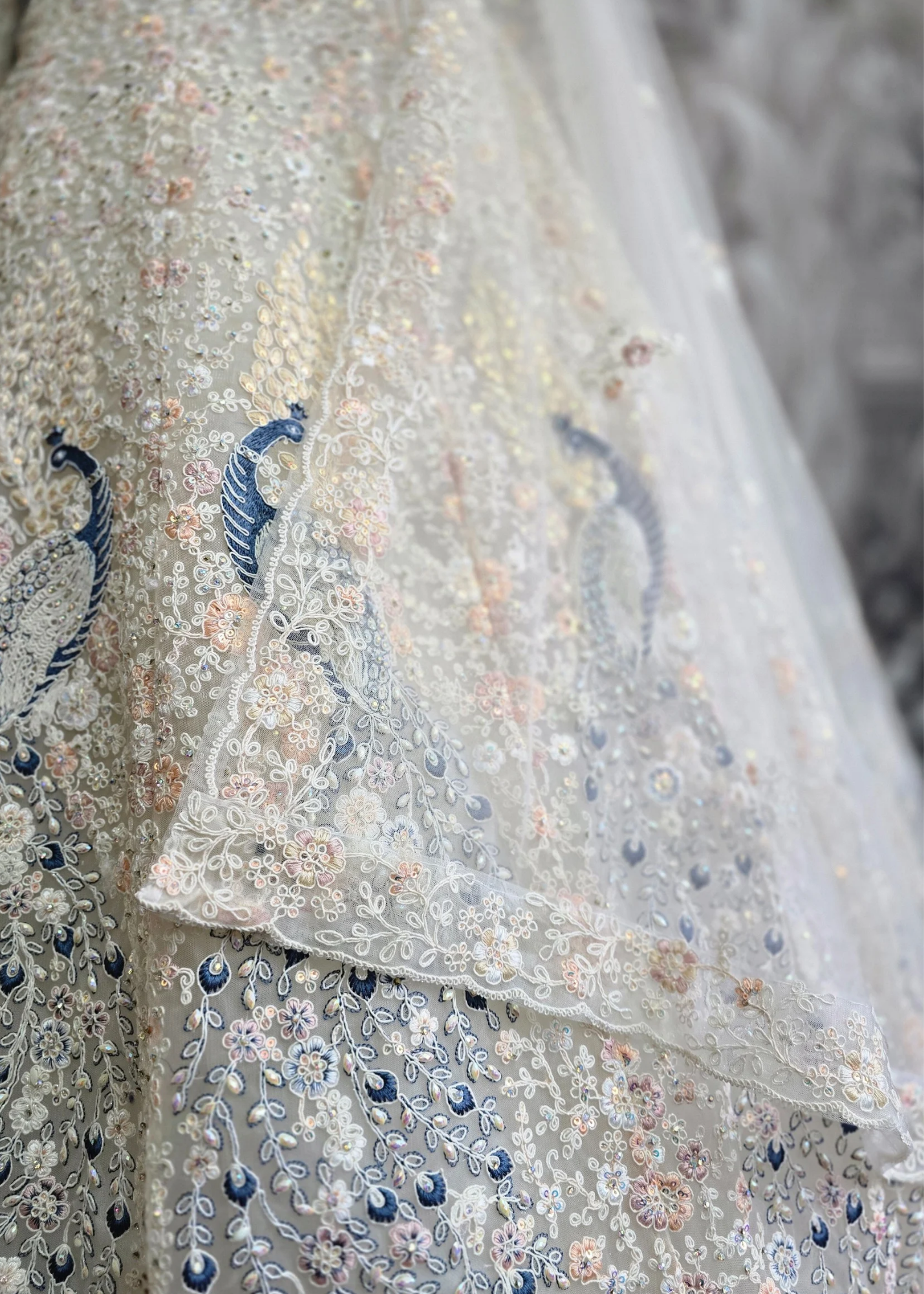 Luxury Ivory Peacock Lehenga (size 12)