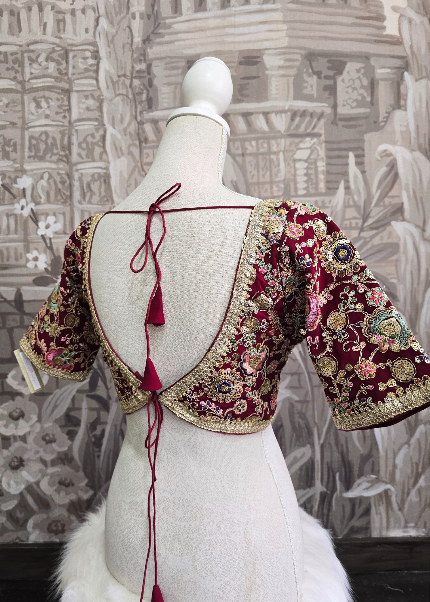 Genelia Red Wine Embroidered Blouse (10-12)