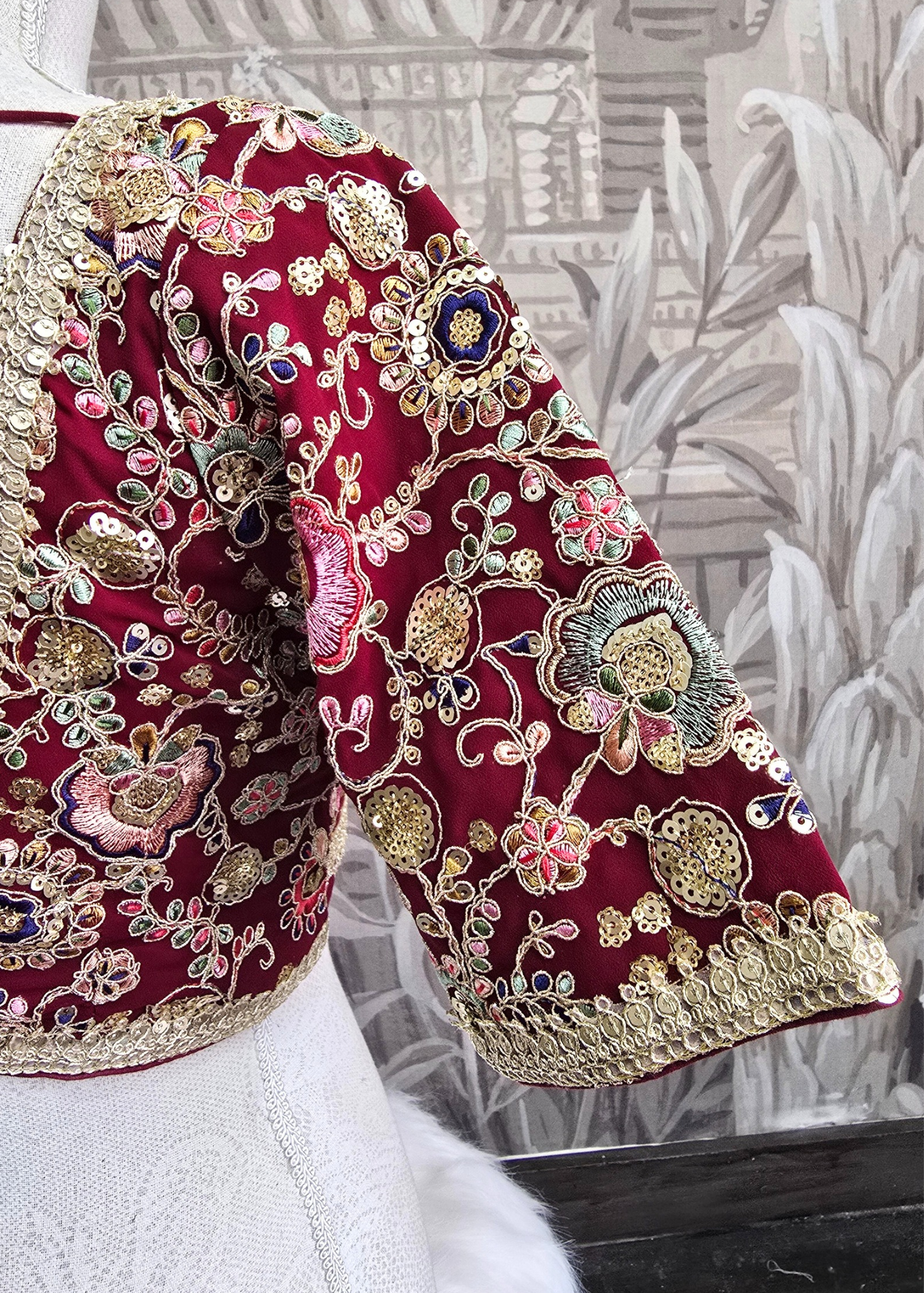 Genelia Red Wine Embroidered Blouse (10-12)