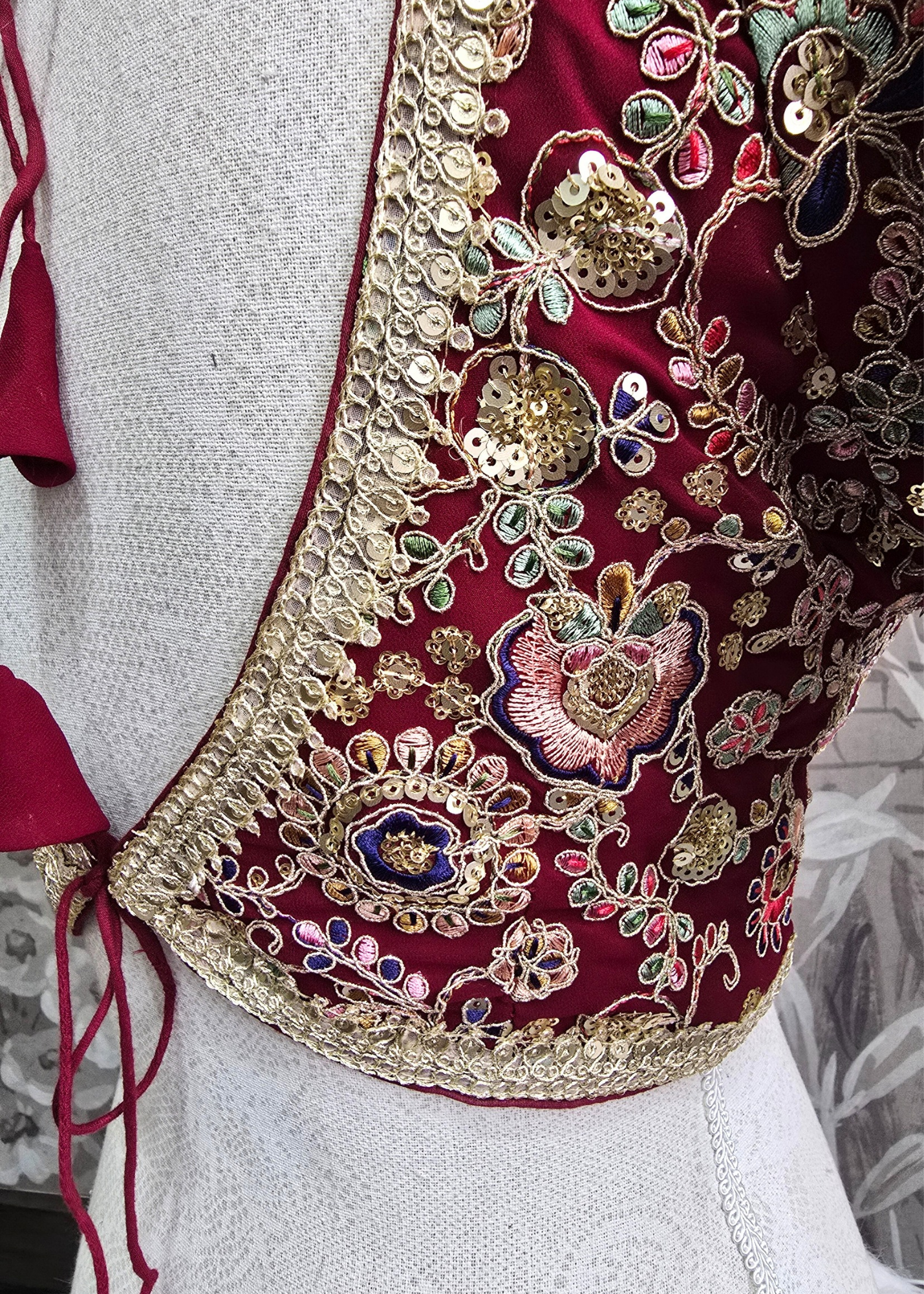 Genelia Red Wine Embroidered Blouse (10-12)