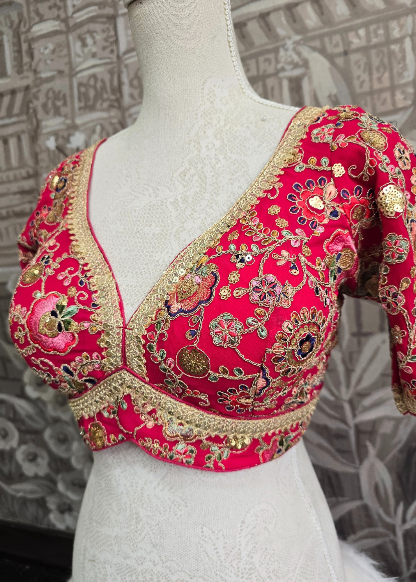 Genelia Deep Pink Embroidered Blouse (10-12)