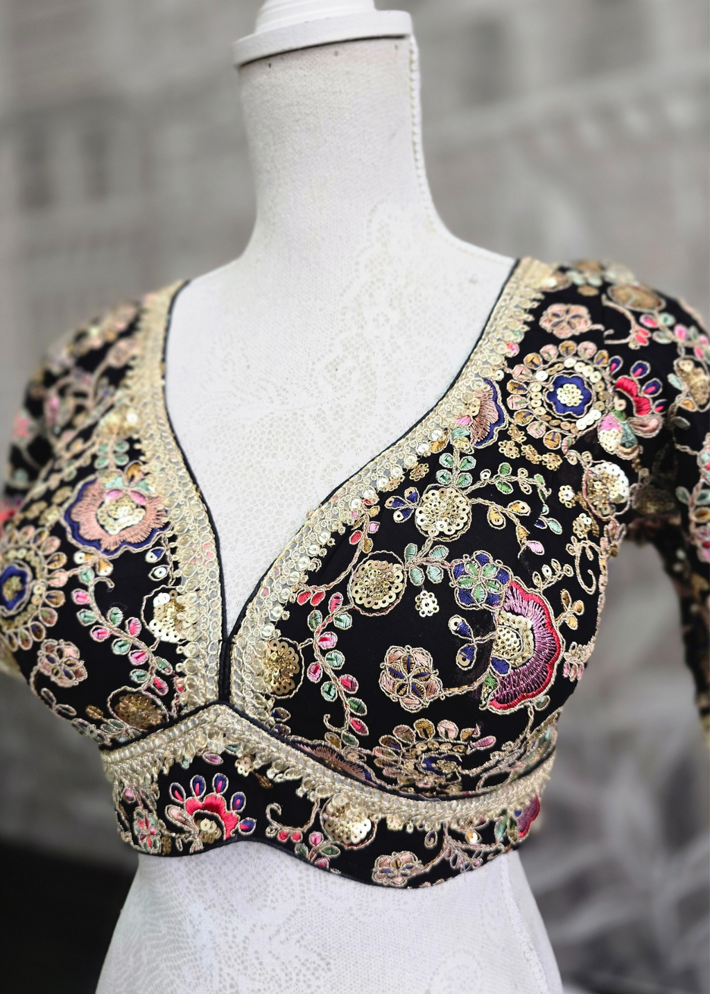 Genelia Black Embroidered Blouse (10-12)