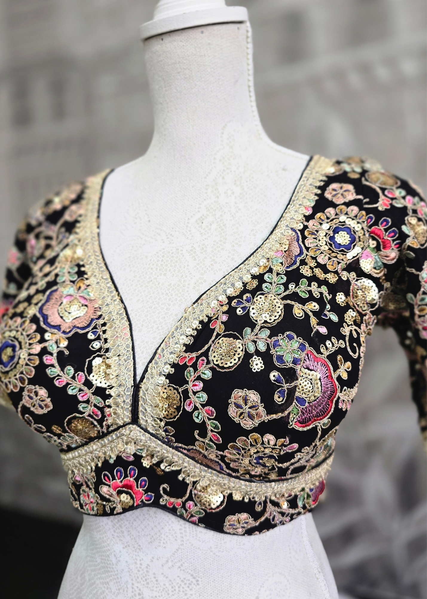 Genelia Black Embroidered Blouse (10-12)