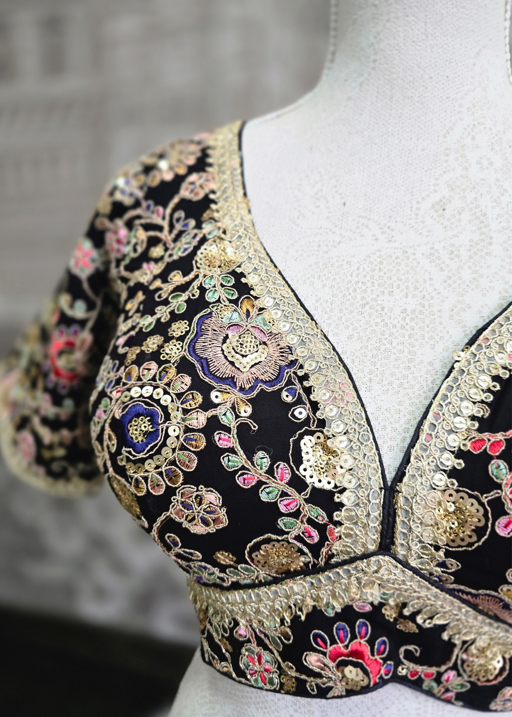 Genelia Black Embroidered Blouse (10-12)