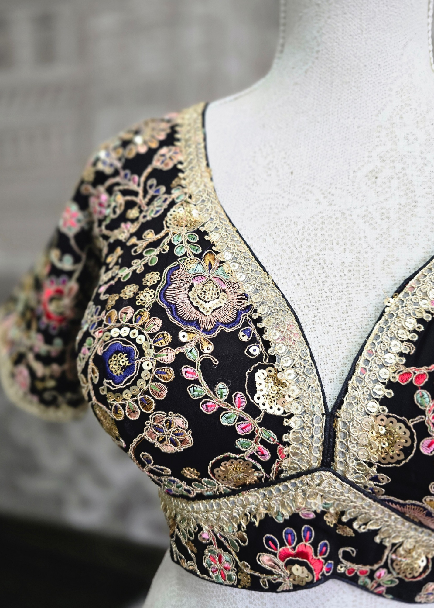 Genelia Black Embroidered Blouse (10-12)