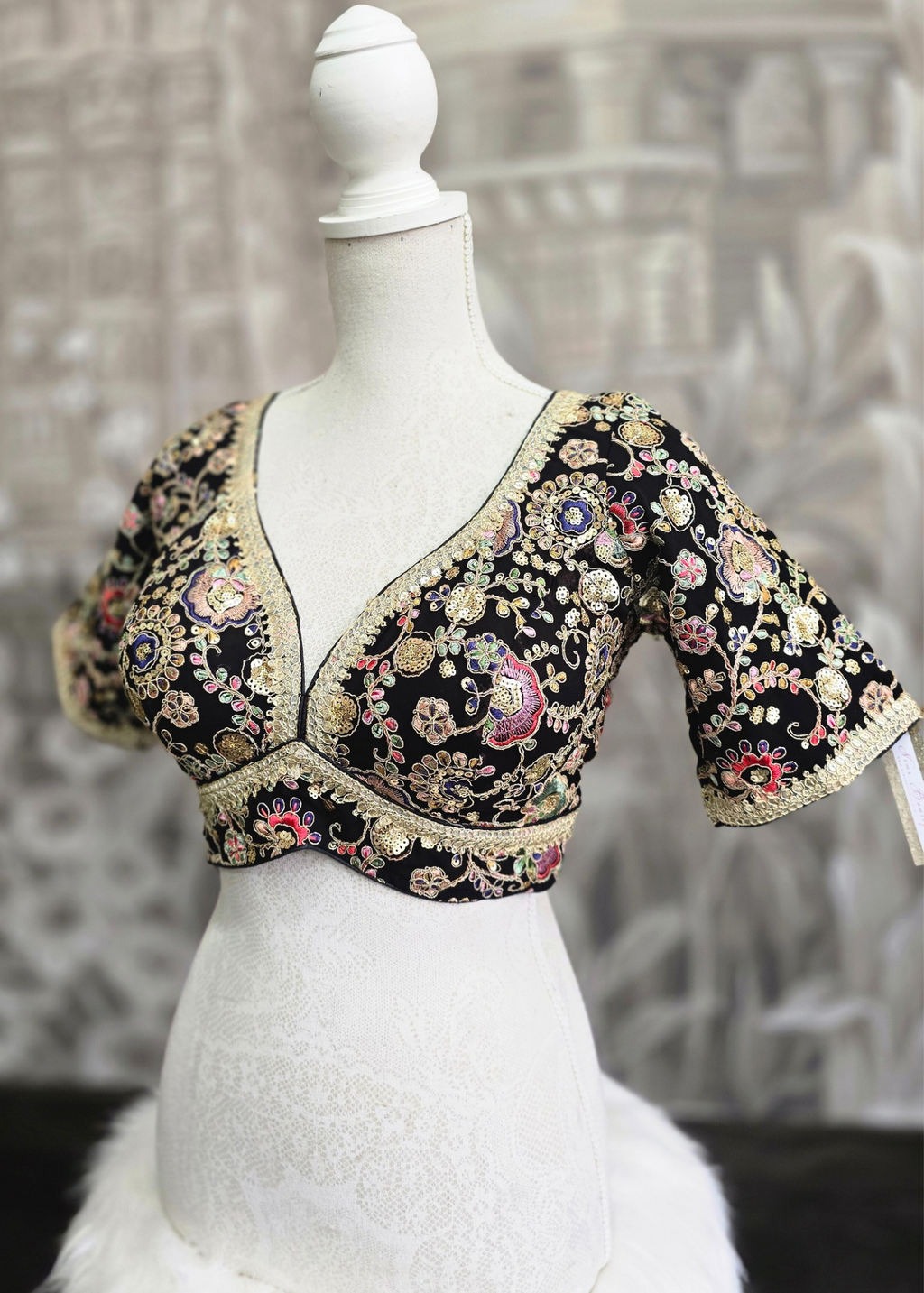 Genelia Black Embroidered Blouse (10-12)
