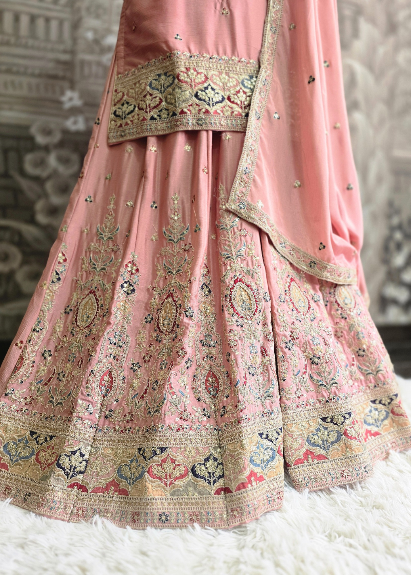Luxury Dusky Pink Embroidered Sharara Suits (Sizes 16-20)