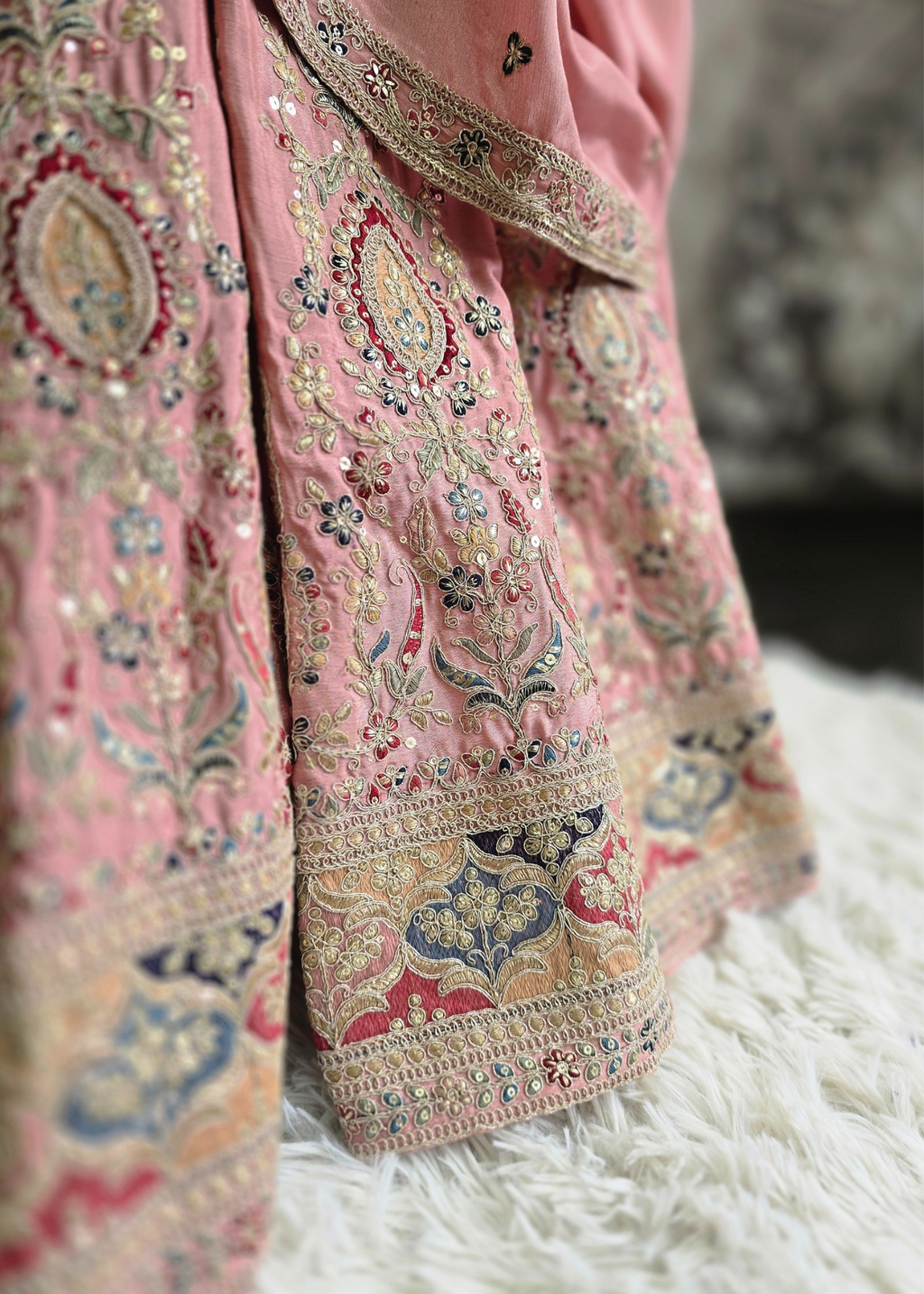 Luxury Dusky Pink Embroidered Sharara Suits (Sizes 16-20)