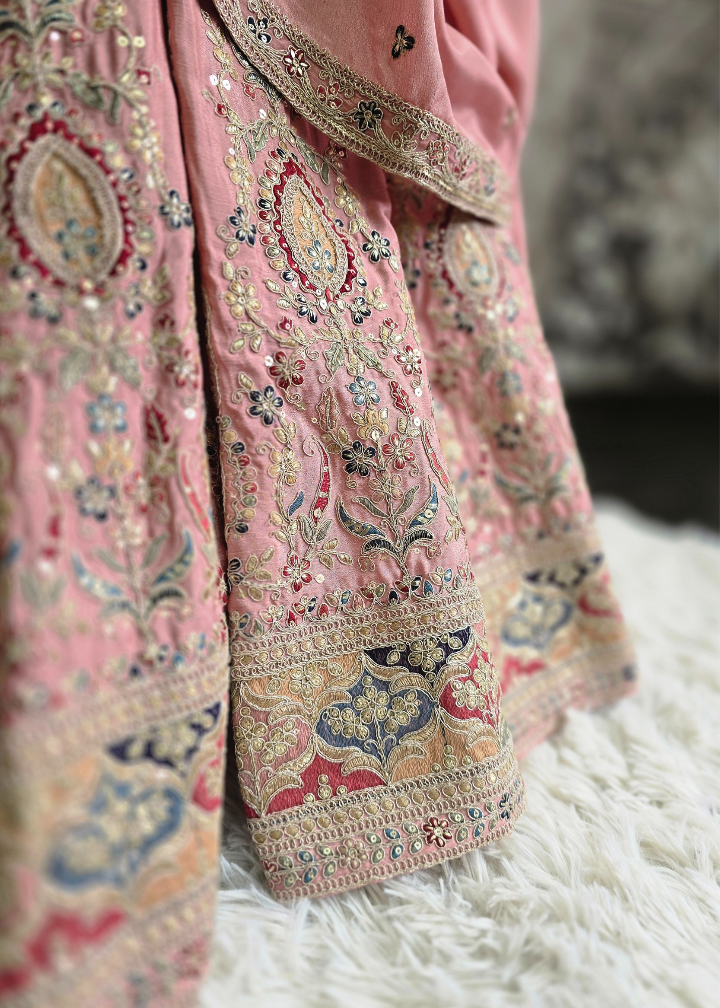 Luxury Dusky Pink Embroidered Sharara Suits (Sizes 16-20)