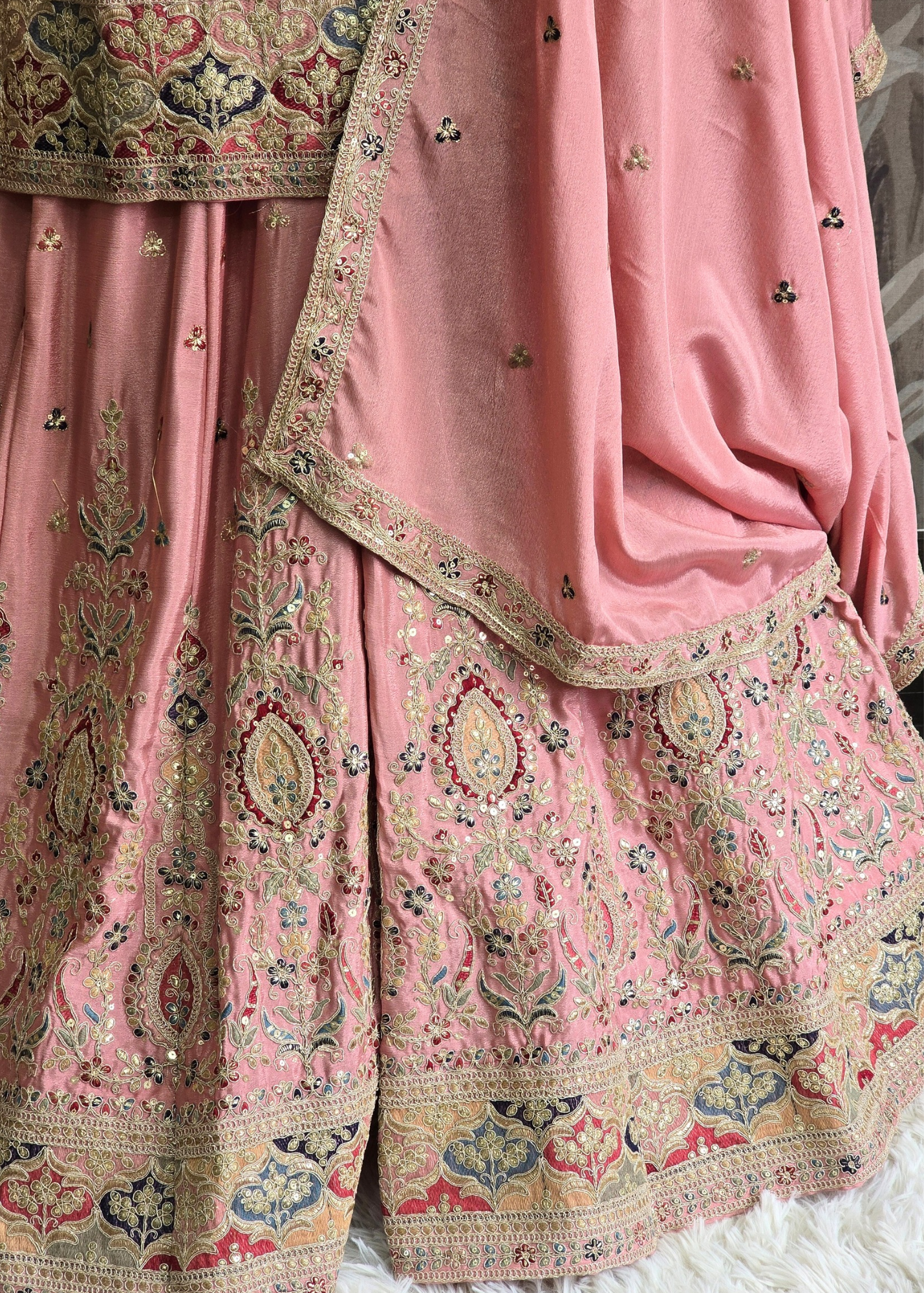 Luxury Dusky Pink Embroidered Sharara Suits (Sizes 16-20)