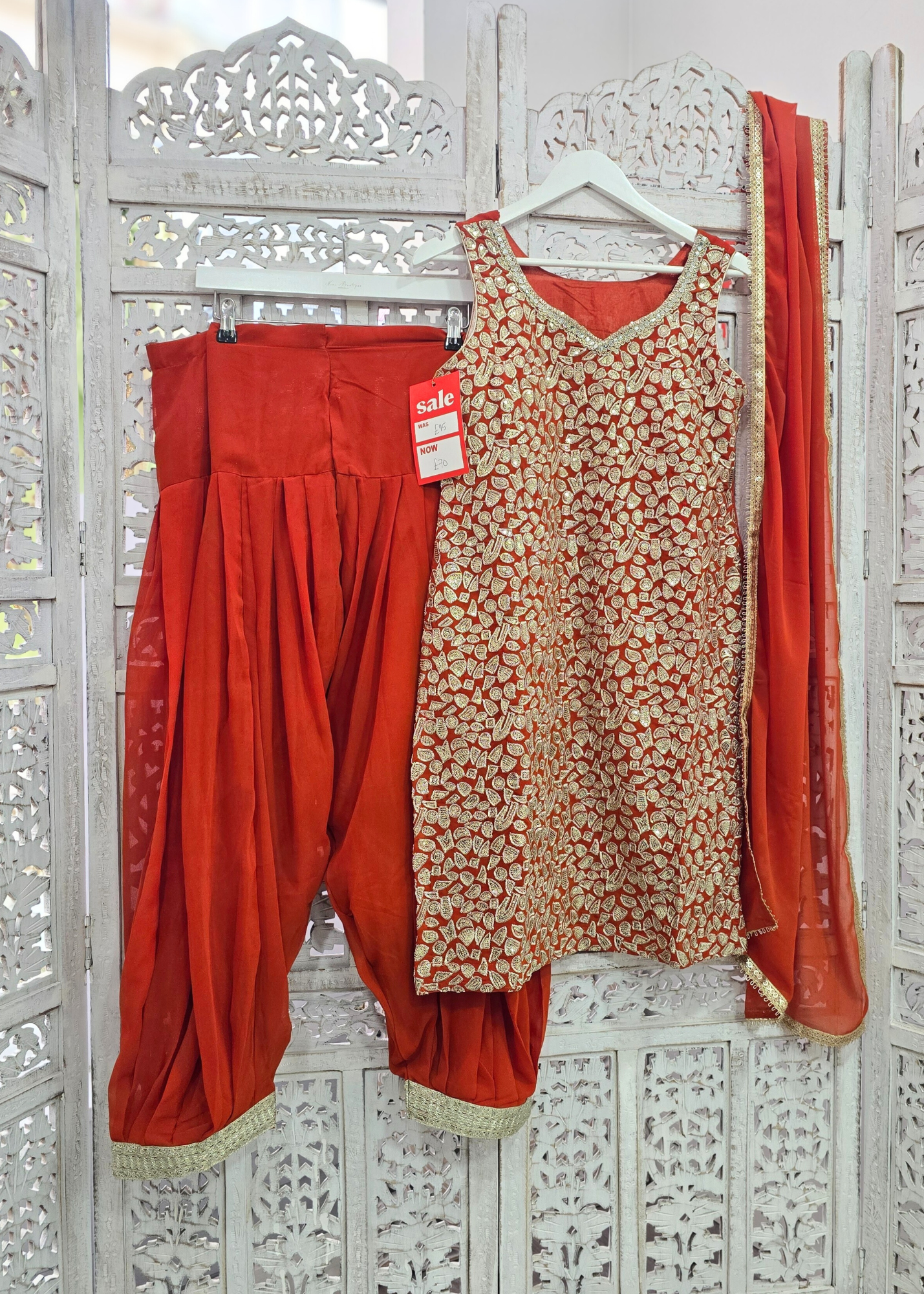 Burnt Orange Salwar Suit (Size 10-12)