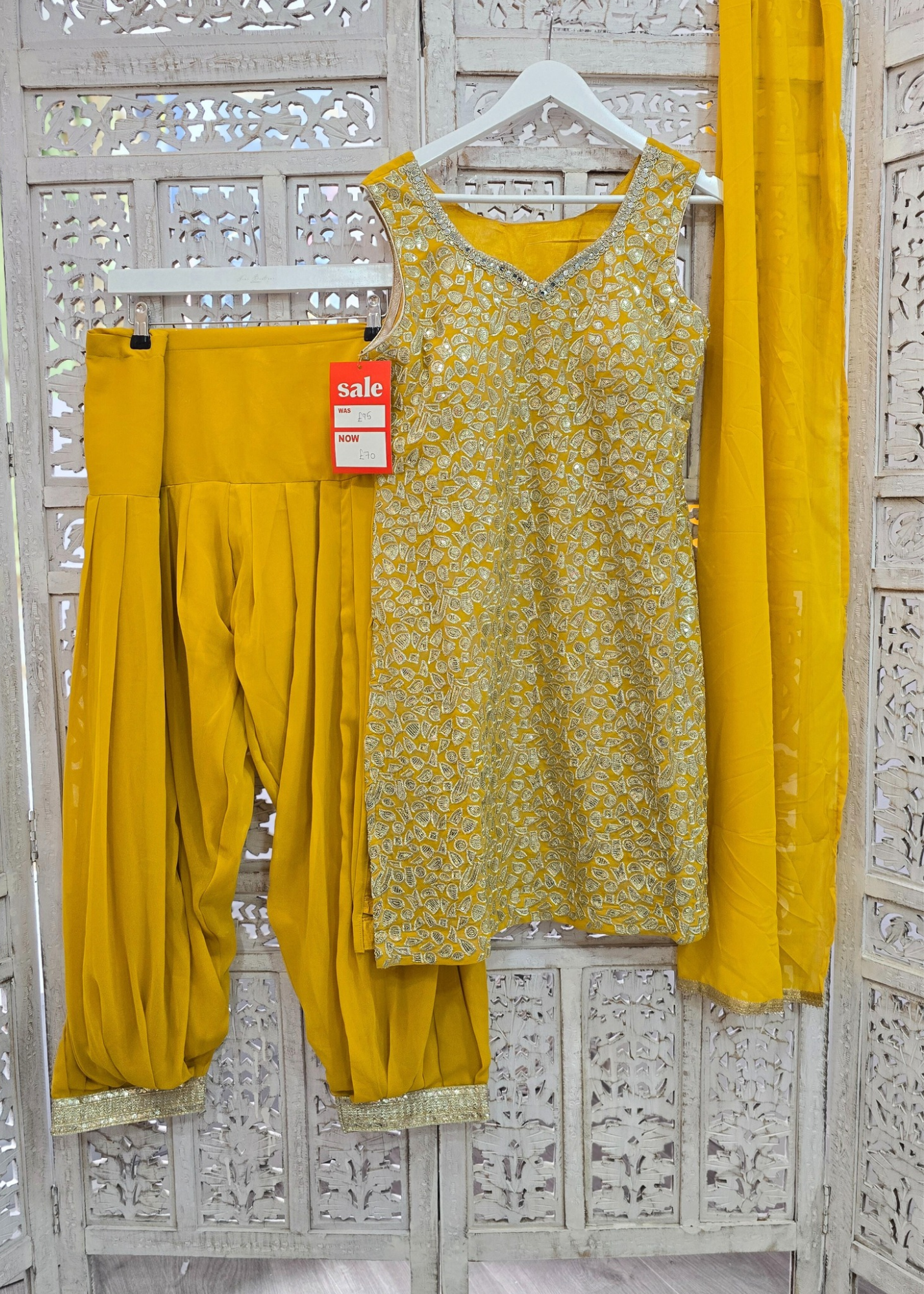 Amber Yellow Salwar Suit (Size 10-12)