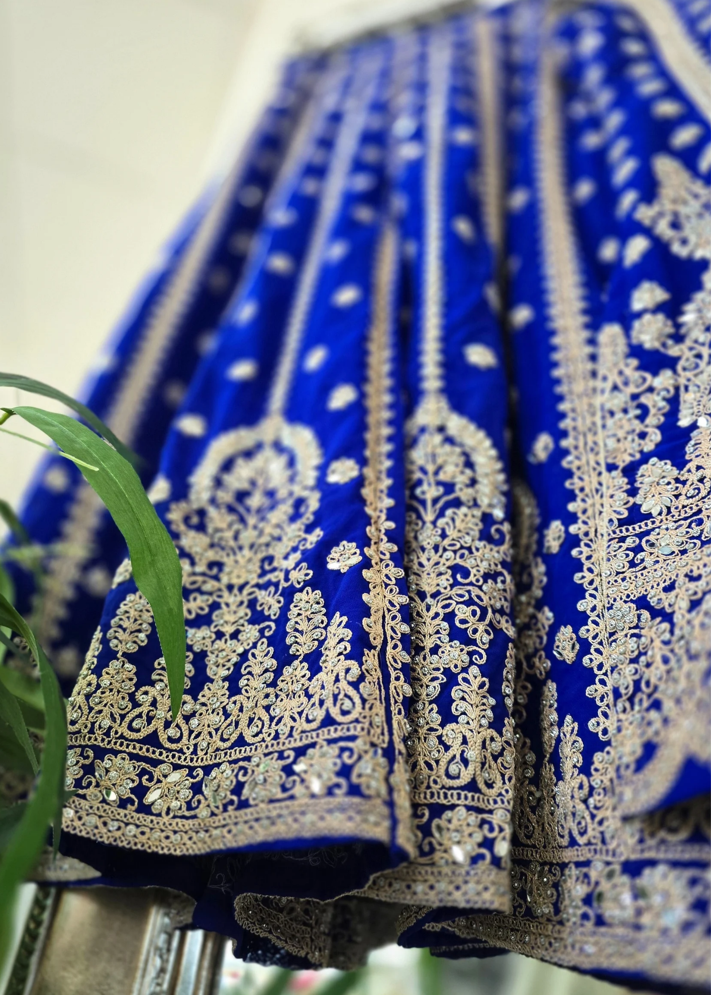Royal Blue Thread Embroidered Sharara Suit (size 16-18)