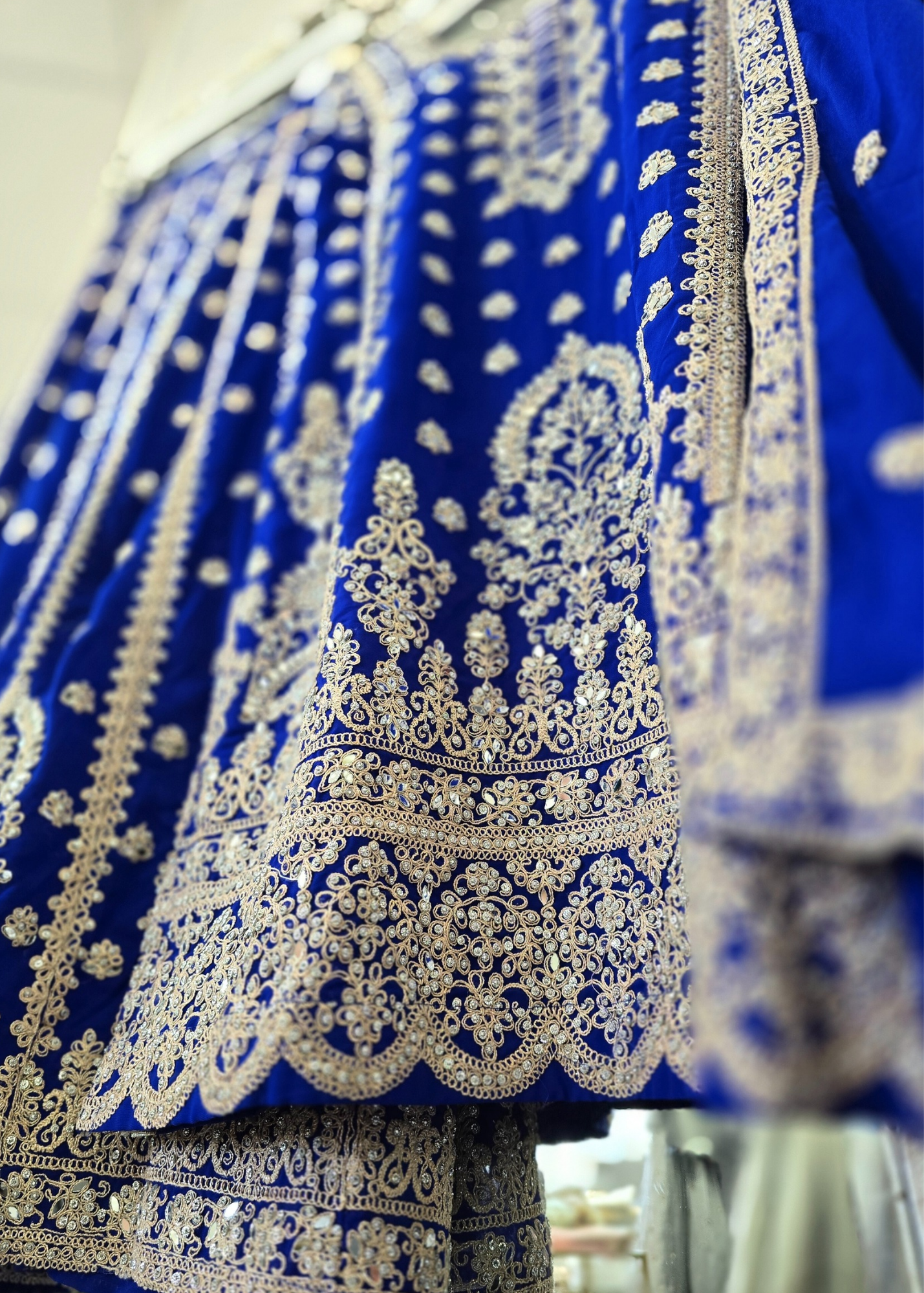 Royal Blue Thread Embroidered Sharara Suit (size 16-18)