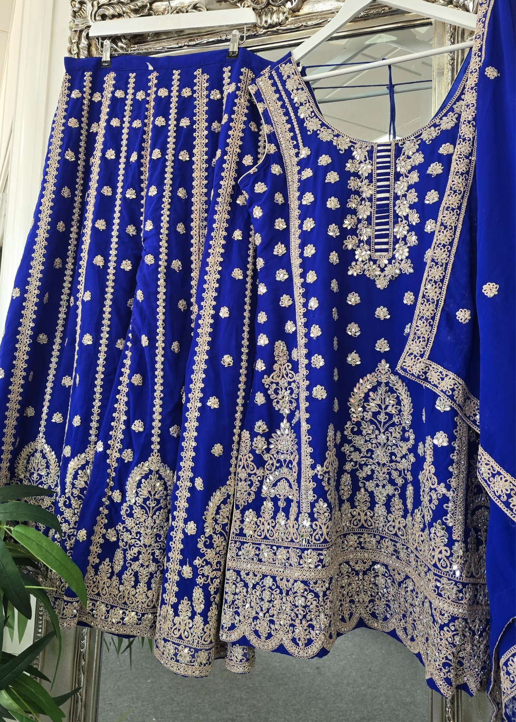 Royal Blue Thread Embroidered Sharara Suit (size 16-18)