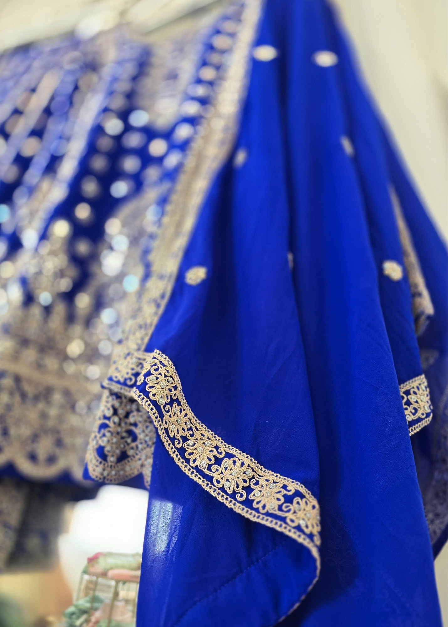 Royal Blue Thread Embroidered Sharara Suit (size 16-18)
