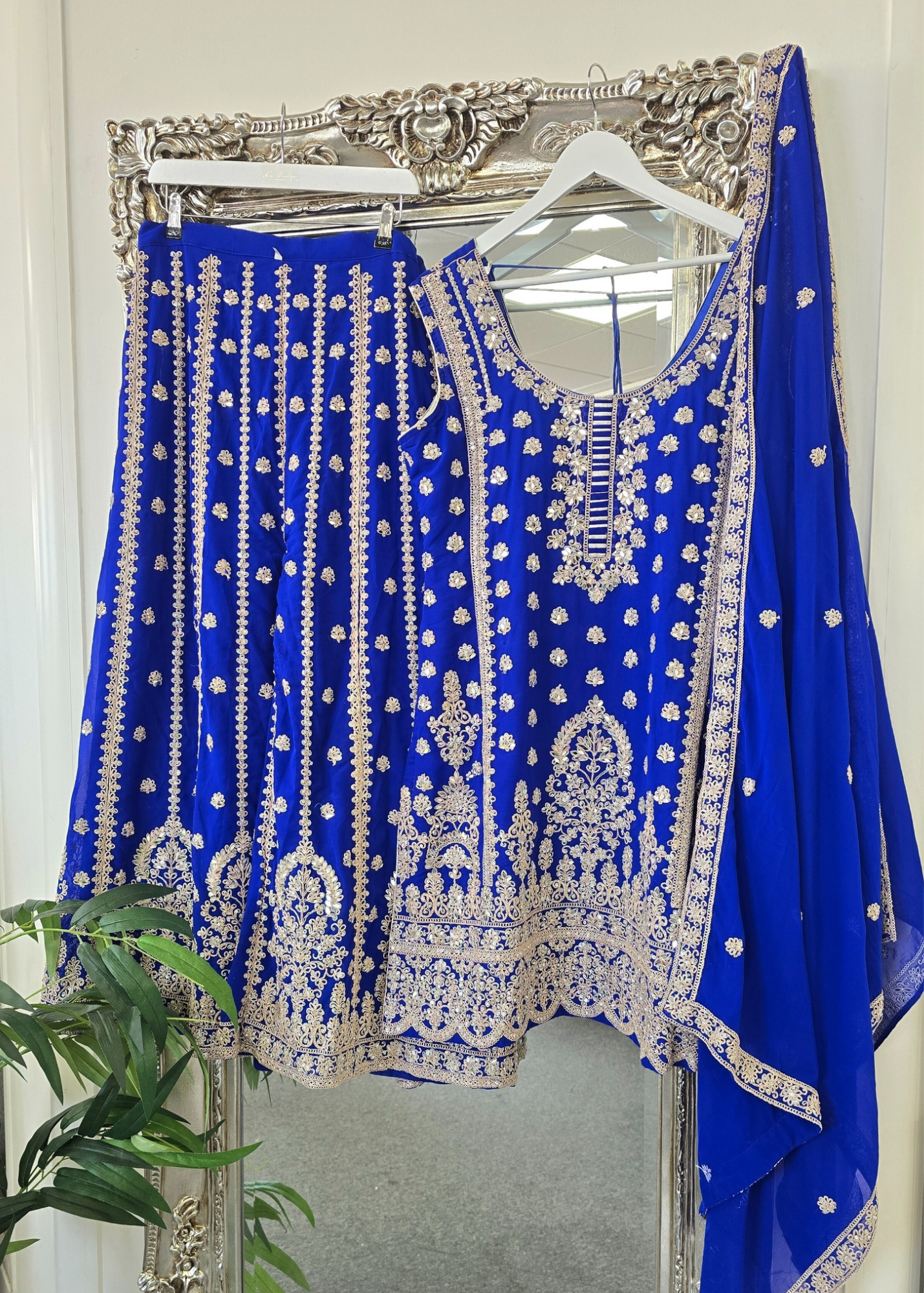 Royal Blue Thread Embroidered Sharara Suit (size 16-18)