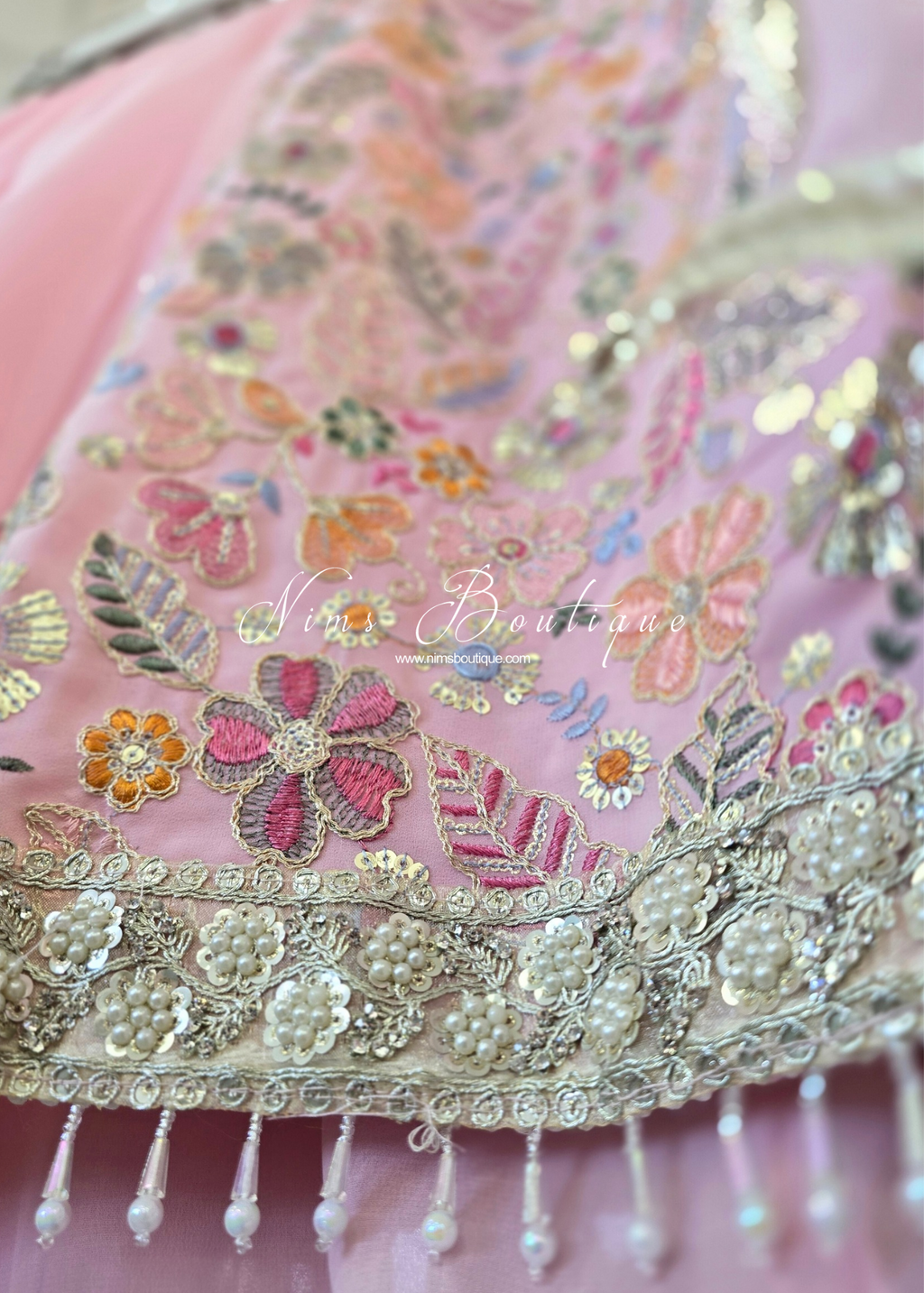 Blush Pink & Pastels Strap Embroidered Sharara Suit (size 12-14)