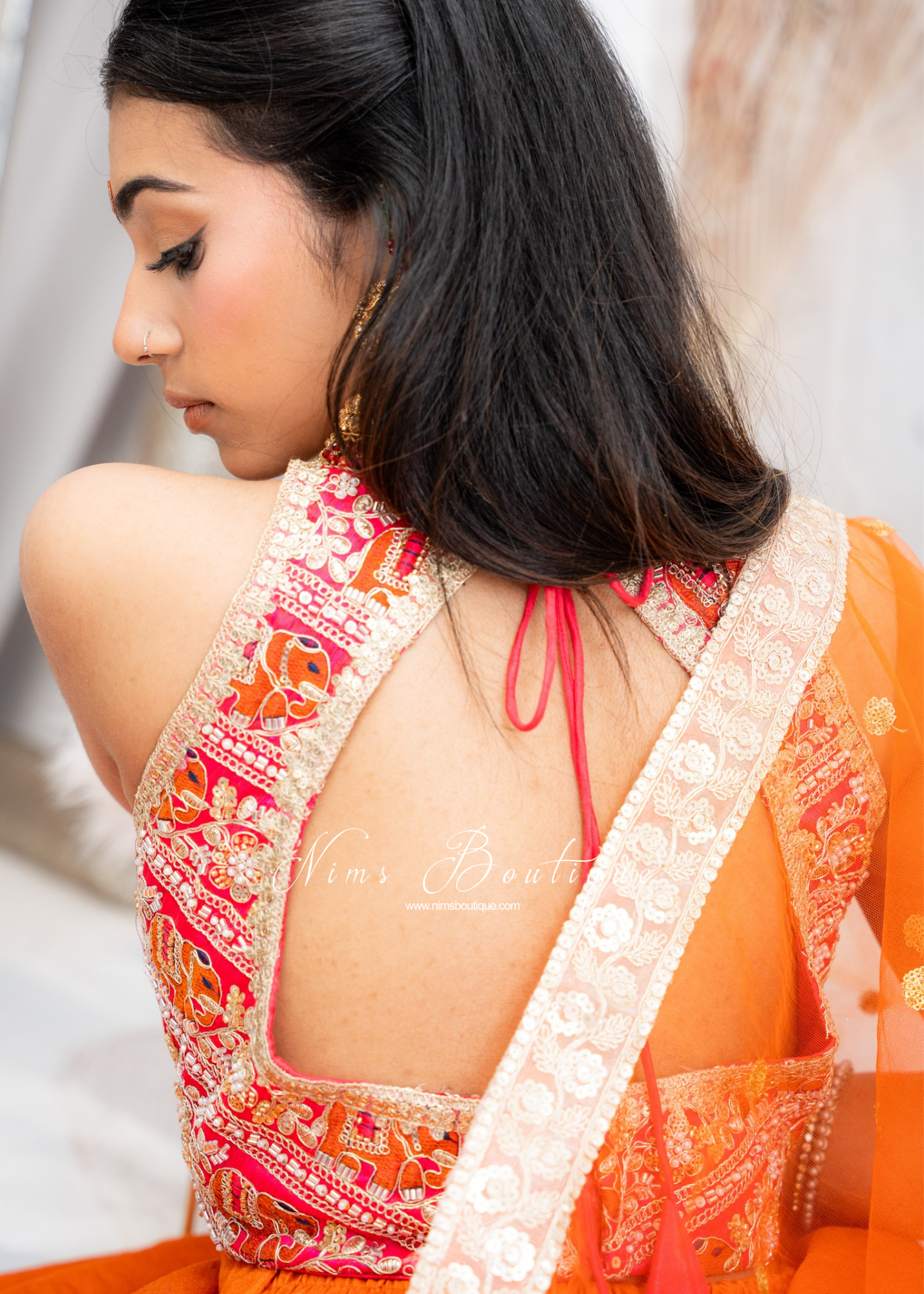 Serena Luxury Elephant Embroidered Pink Blouse (one size)