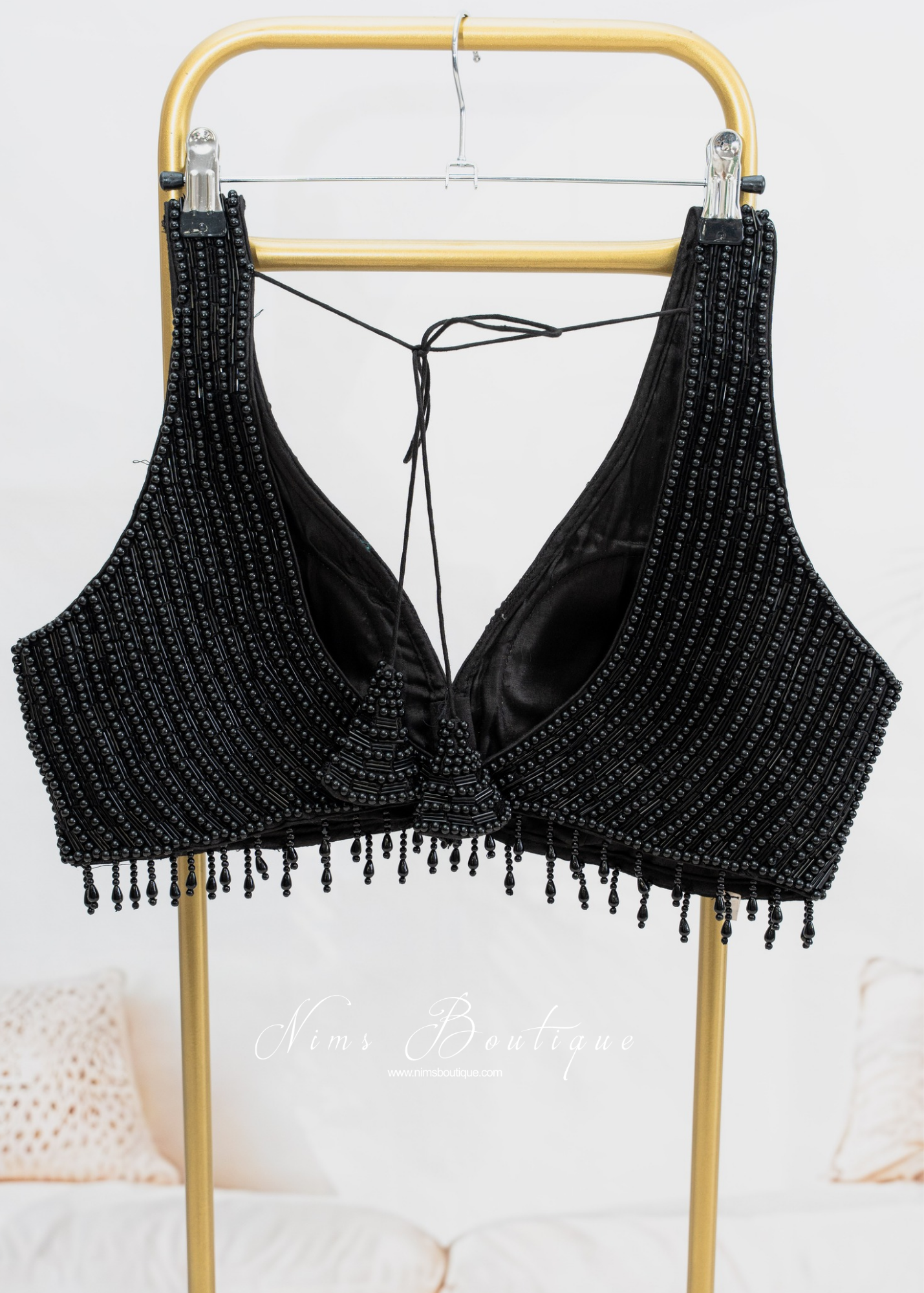 Giselle NB Luxury Black Bead Blouse (one size)