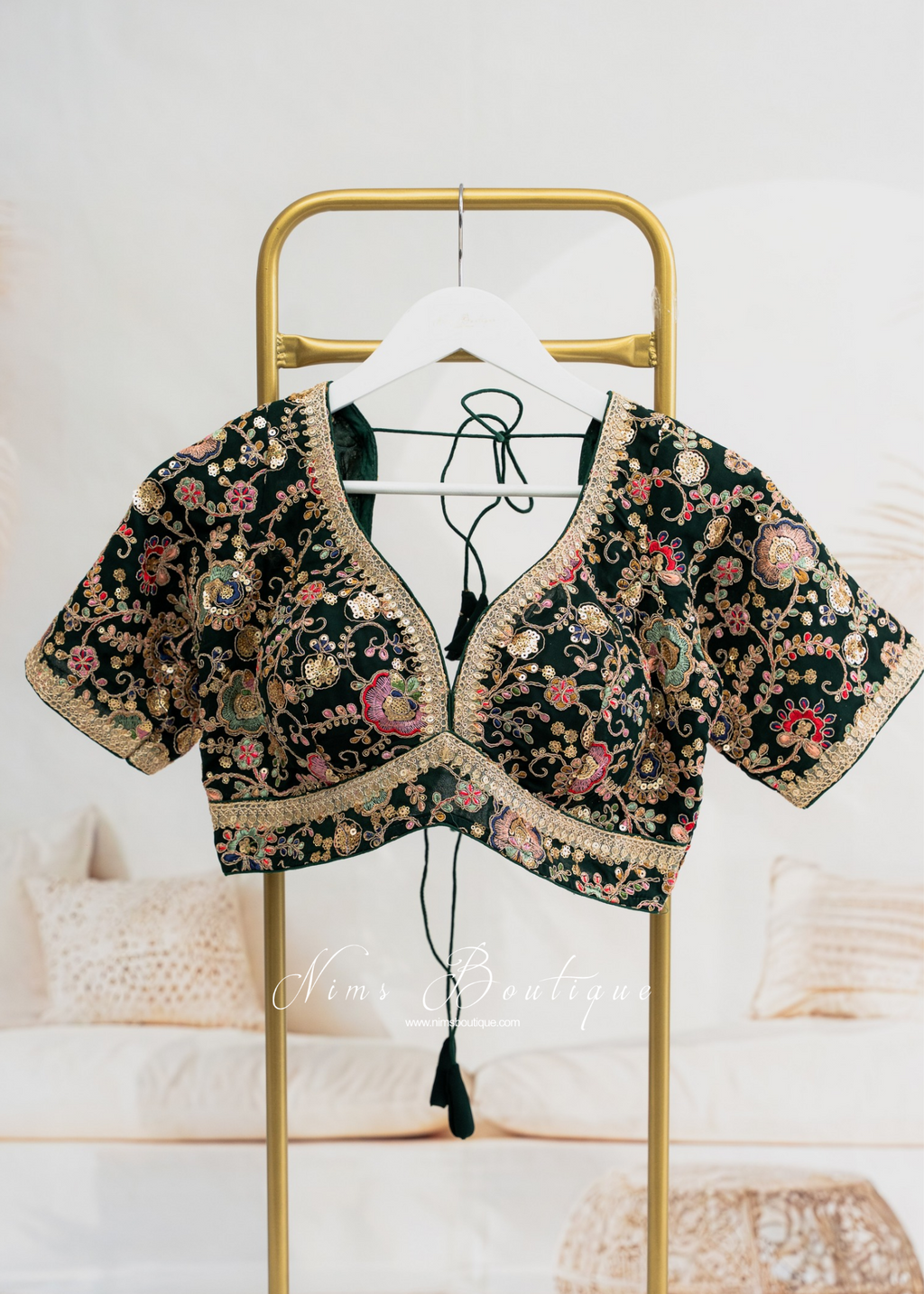 Genelia Dark Green Embroidered Blouse (10-12)