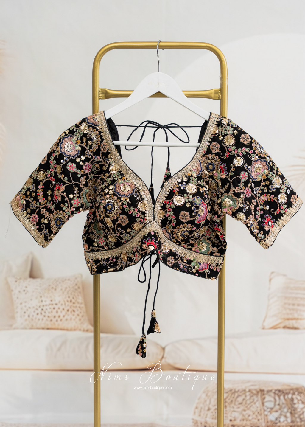 Genelia Black Embroidered Blouse (10-12)