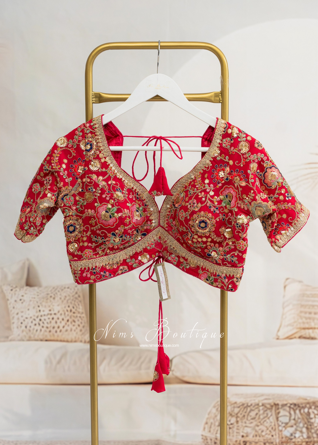 Genelia Red Embroidered Blouse (10-12)