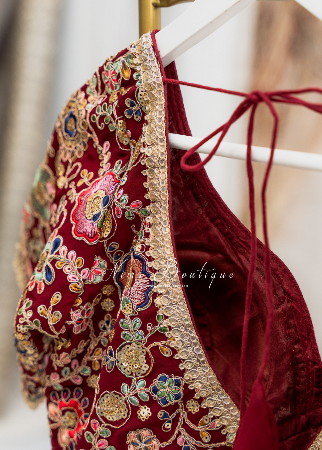 Genelia Red Wine Embroidered Blouse (10-12)