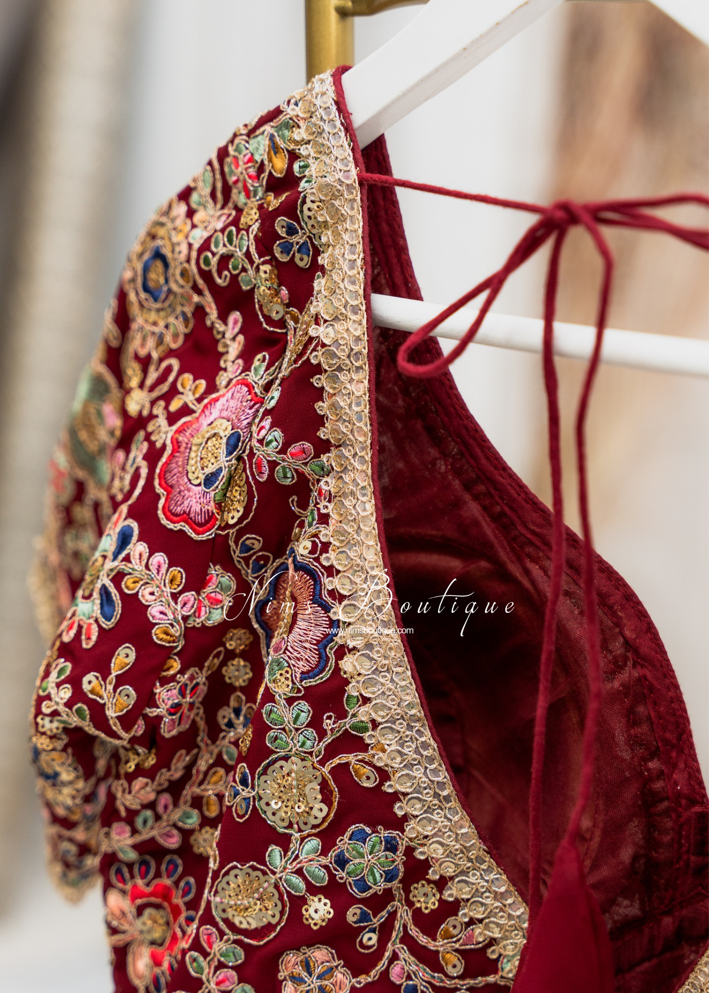 Genelia Red Wine Embroidered Blouse (10-12)