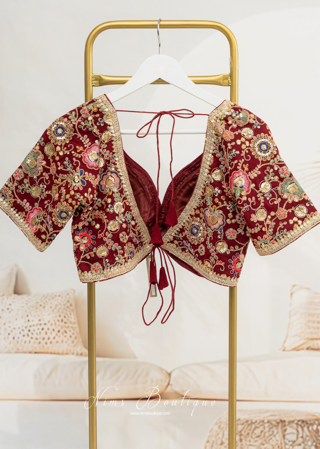 Genelia Red Wine Embroidered Blouse (10-12)