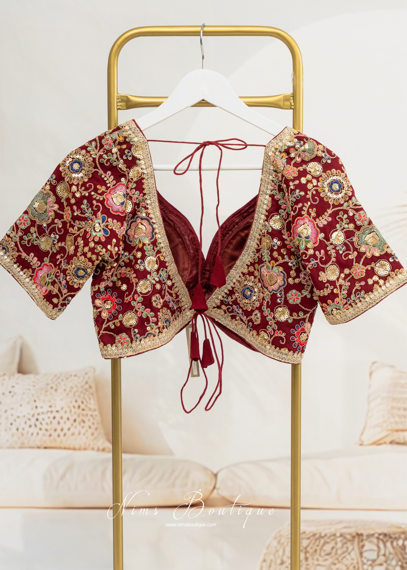 Genelia Red Wine Embroidered Blouse (10-12)