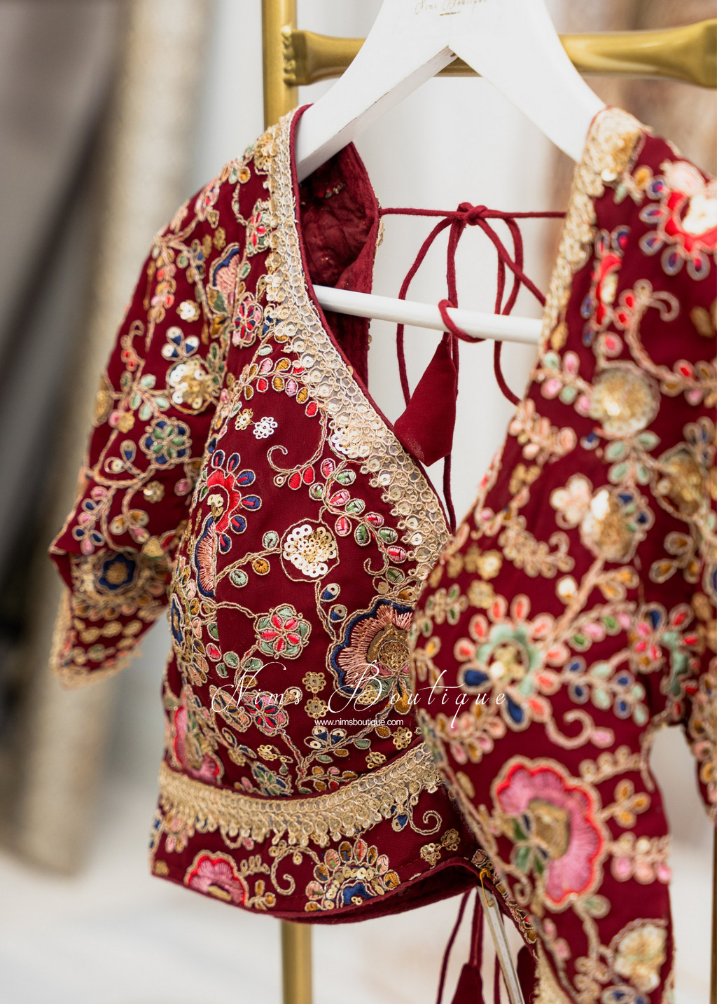Genelia Red Wine Embroidered Blouse (10-12)