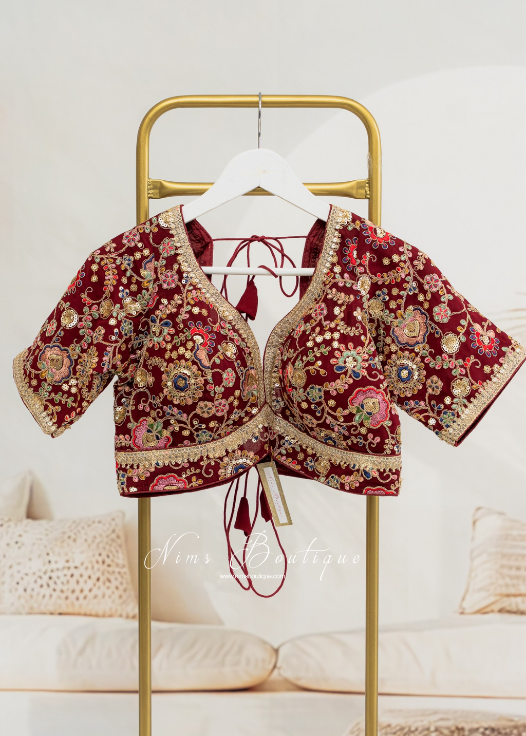 Genelia Red Wine Embroidered Blouse (10-12)
