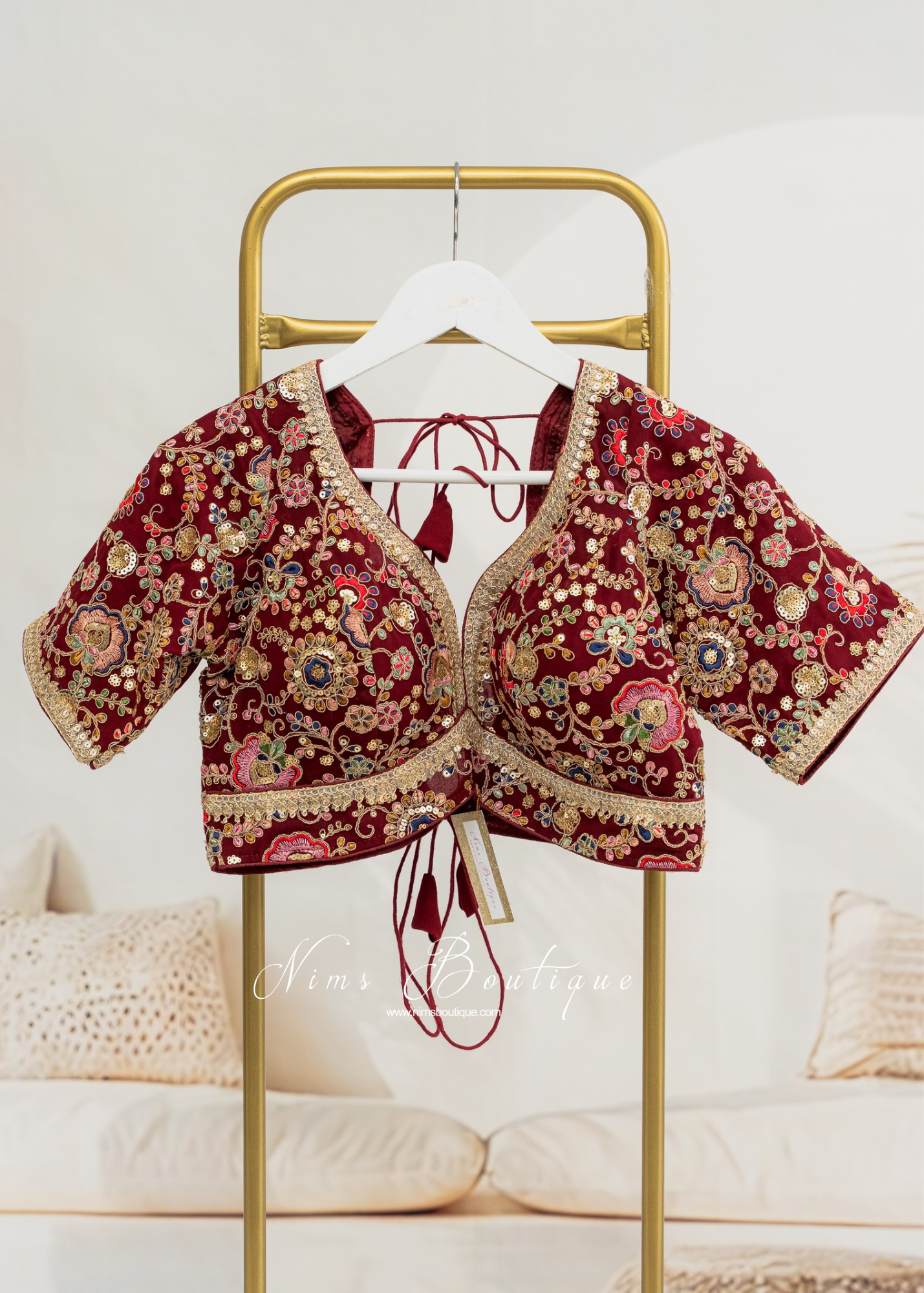 Genelia Red Wine Embroidered Blouse (10-12)