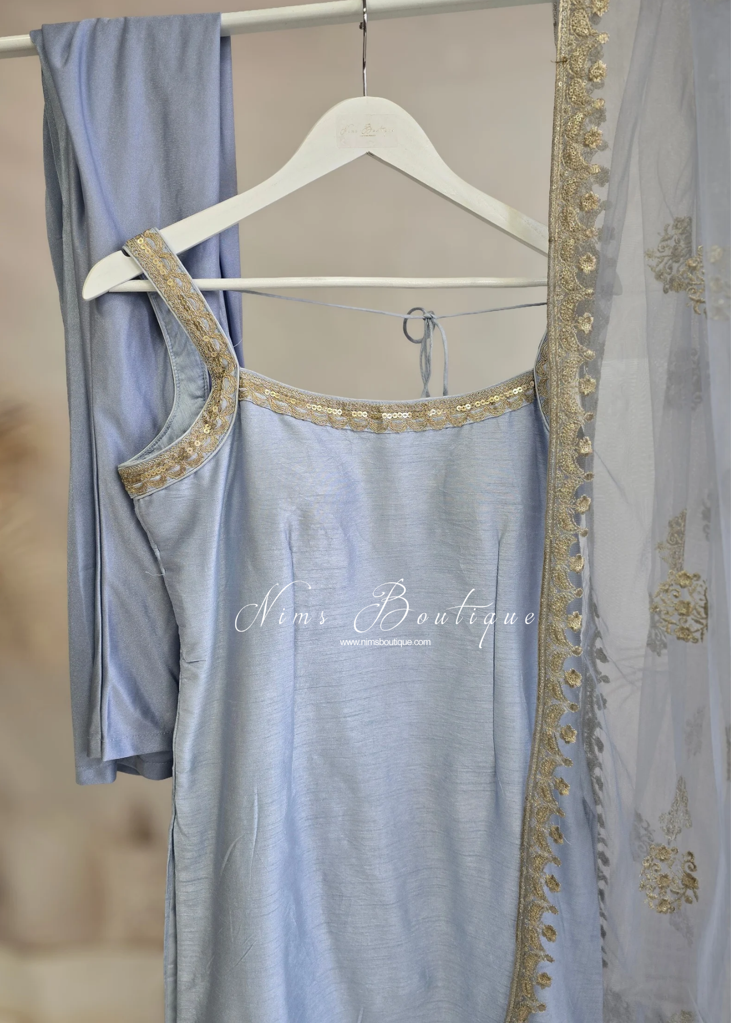 Dusky Blue Pajami Suit (Size 10-12)