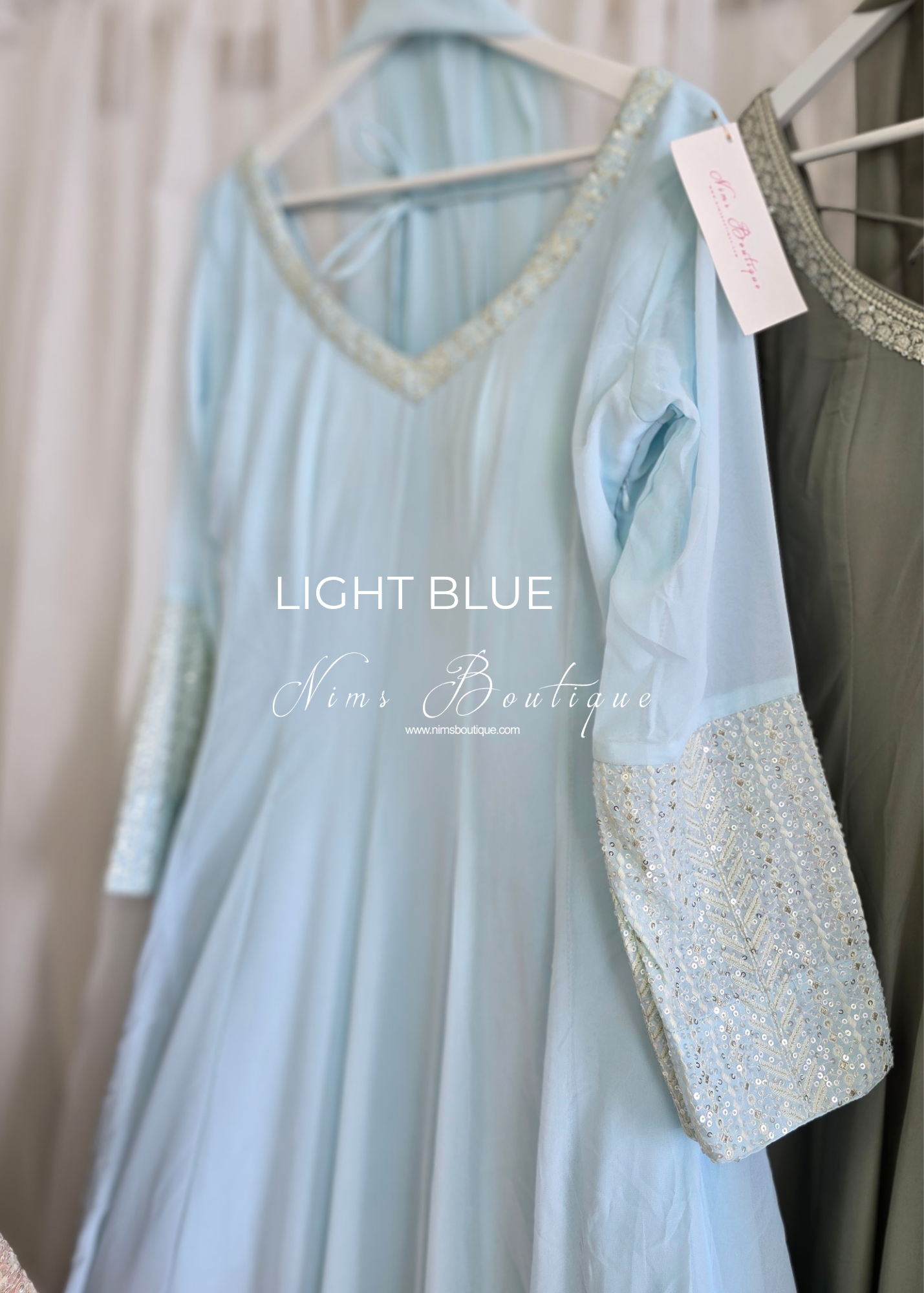 Pastel Long Embroidered Gown (size 10-12)