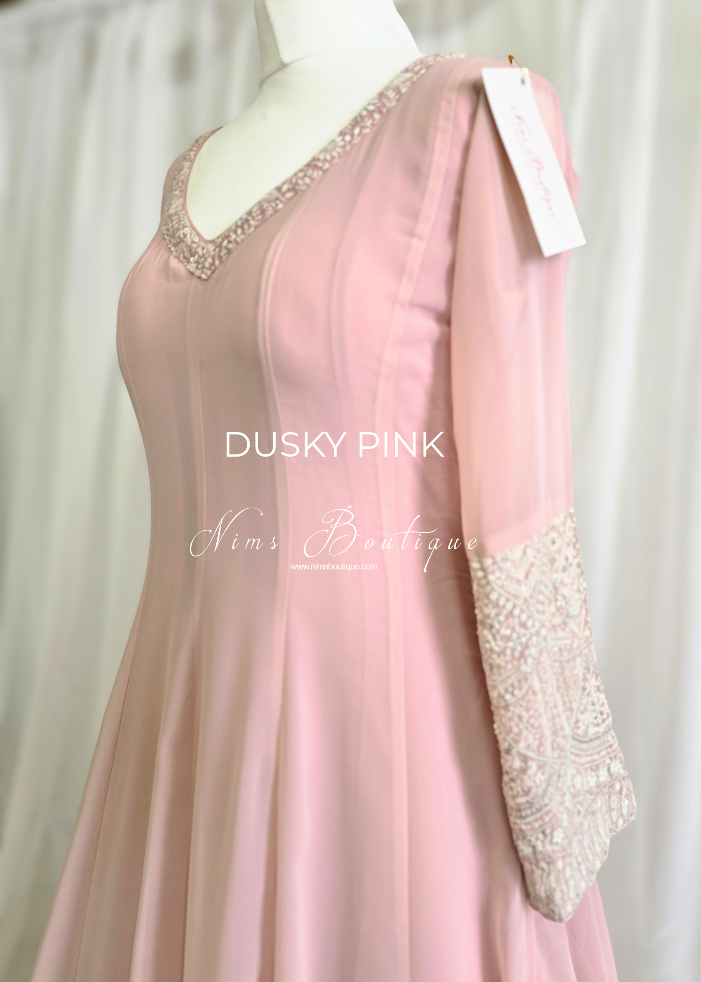 Pastel Long Embroidered Gown (size 10-12)