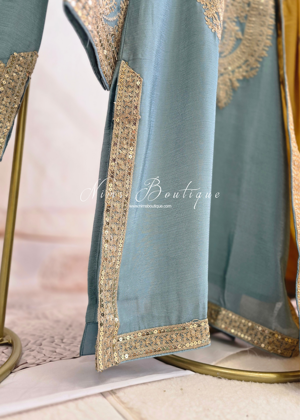 Blue and Mustard Trouser/Salwar Suit (Sizes 14-18)