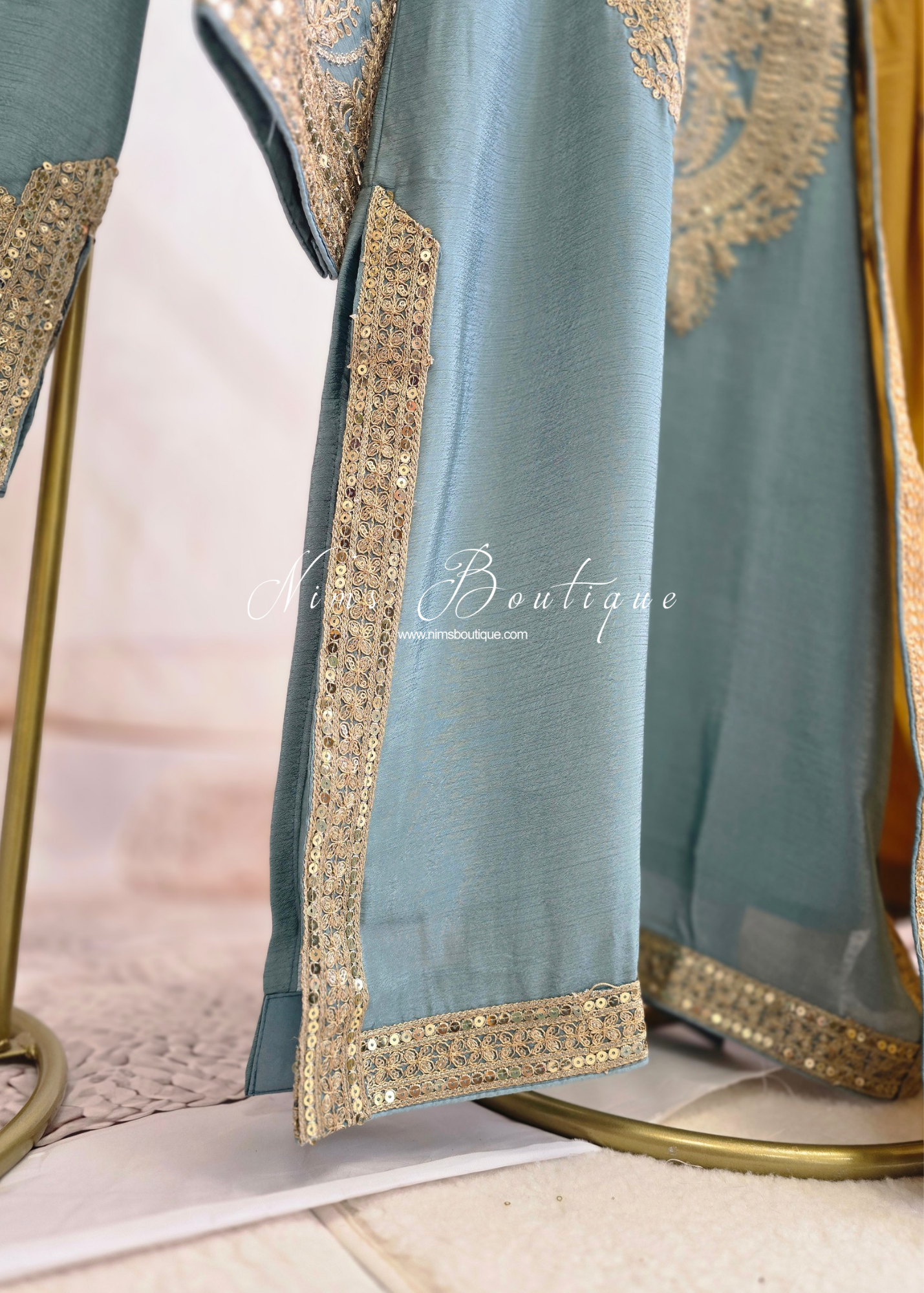 Blue and Mustard Trouser/Salwar Suit (Sizes 14-18)