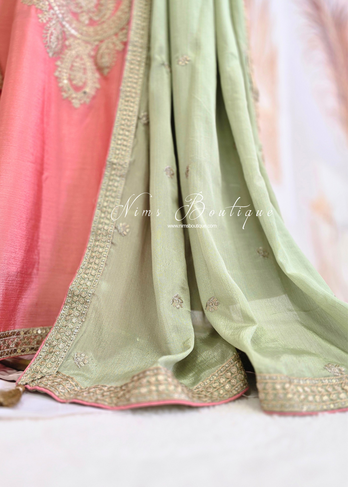 Peach & Mint Trouser/Salwar Suit (Sizes 14-18)