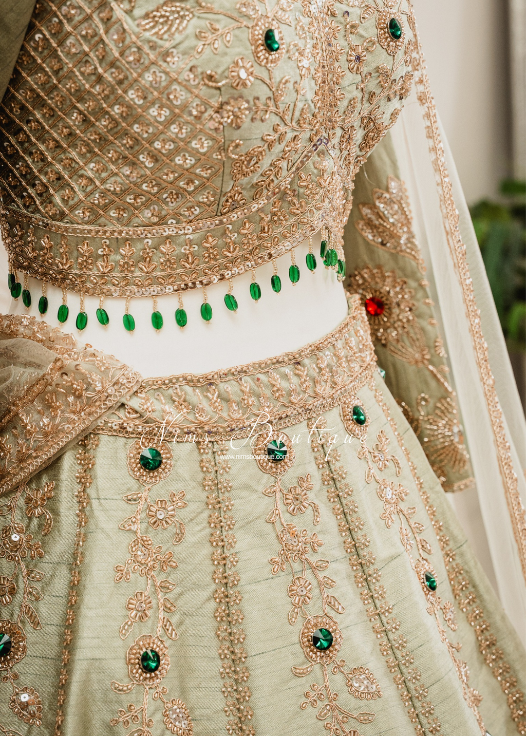 Luxury Mint Raw Silk Lehenga (size 12)