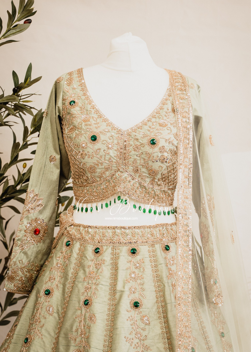 Luxury Mint Raw Silk Lehenga (size 12)