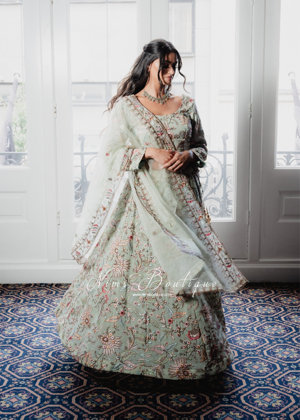 Sarika Mint Multicolour Embellished Luxury Skirt (sizes 4-24)