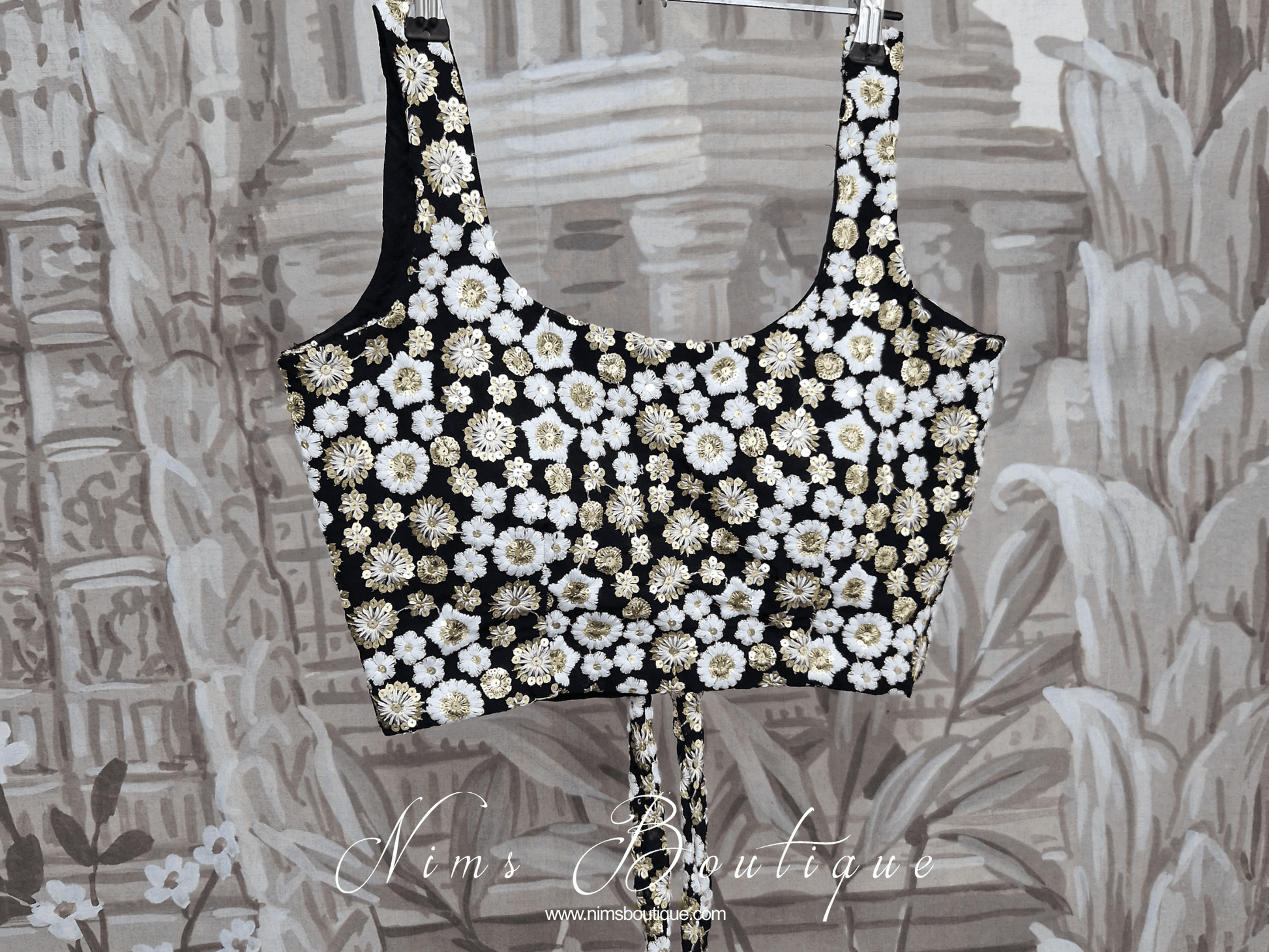 Nims Boutique Luxury NB Black & Ivory Sequin Bow Blouse size 4-20